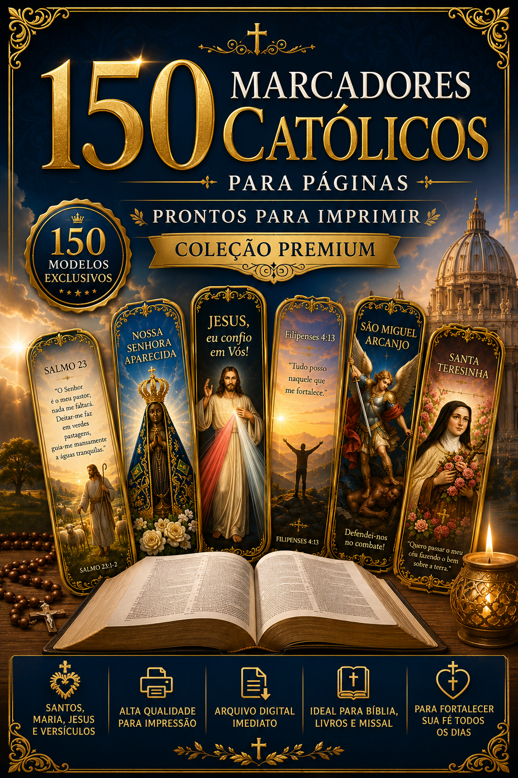 Capa da coleção digital de 150 marcadores católicos